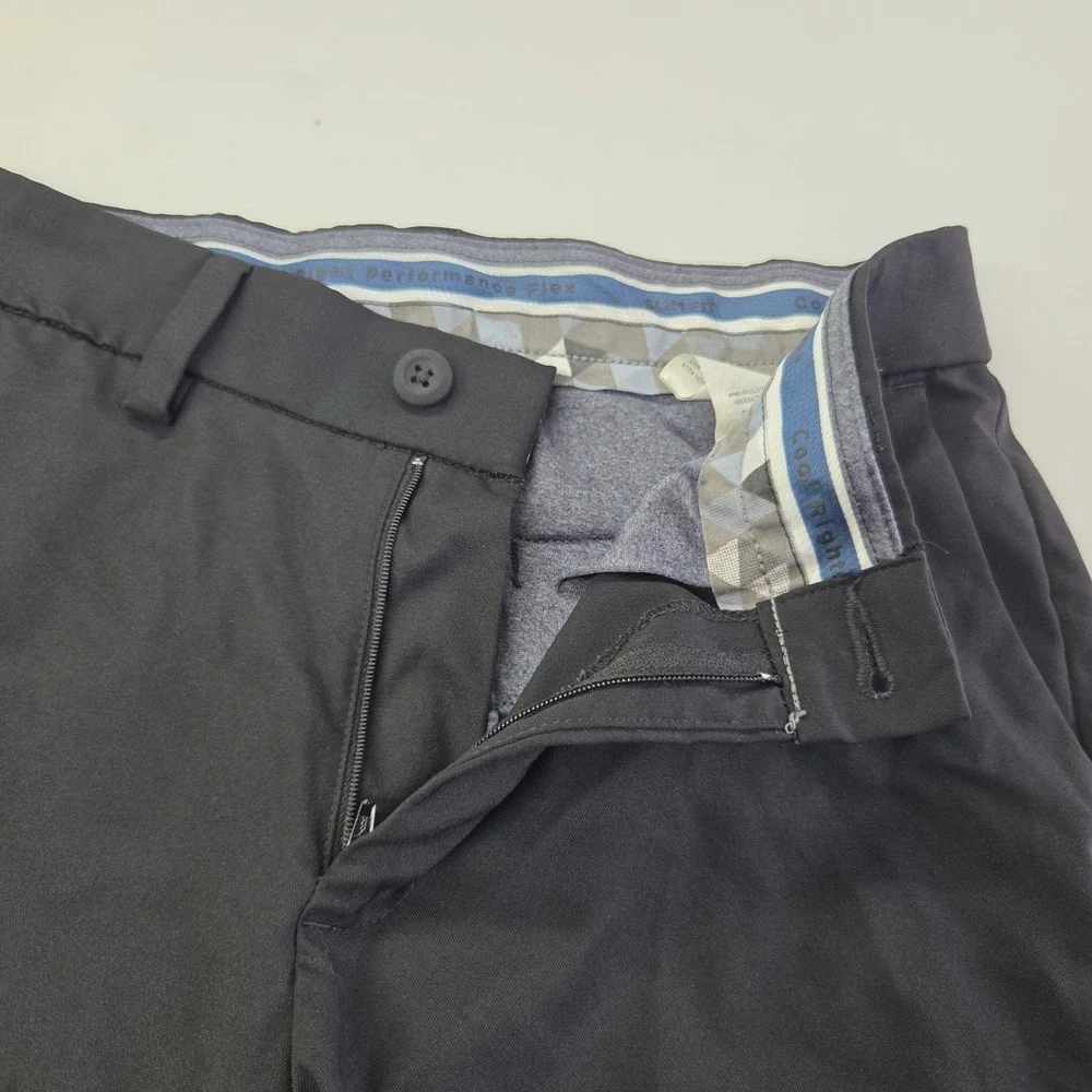 Haggar Cool Right Performance Flex Pants Mens 30x30 Black Slim Fit Dress Slacks